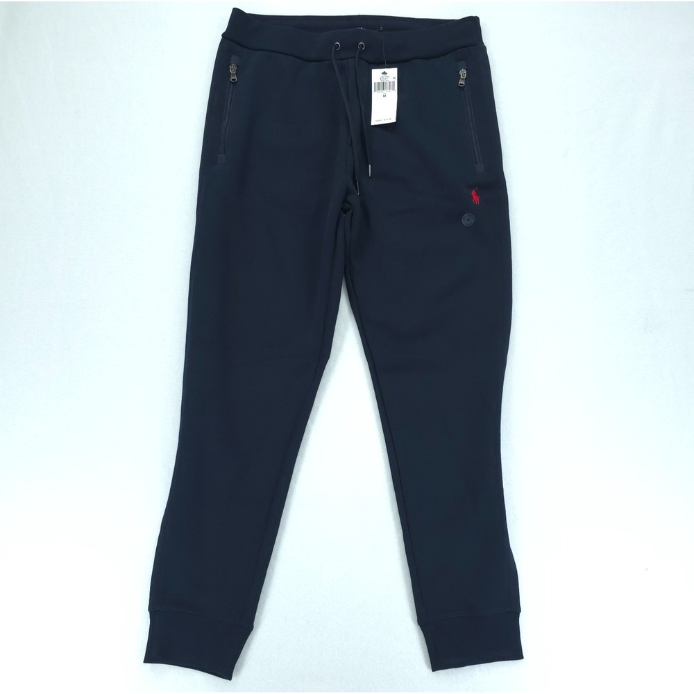 Polo Ralph Lauren Joggers Mens Medium Navy Classics 2 Double Knit Zip Pocket